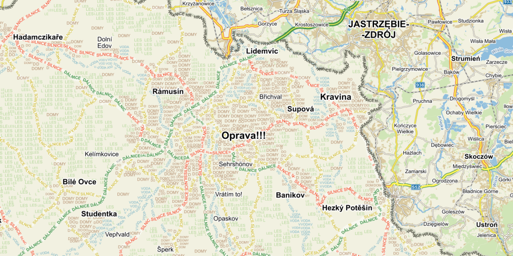 Mapy.cz: Ostrava byla přejmenovala na Apríla na Oprava!!!